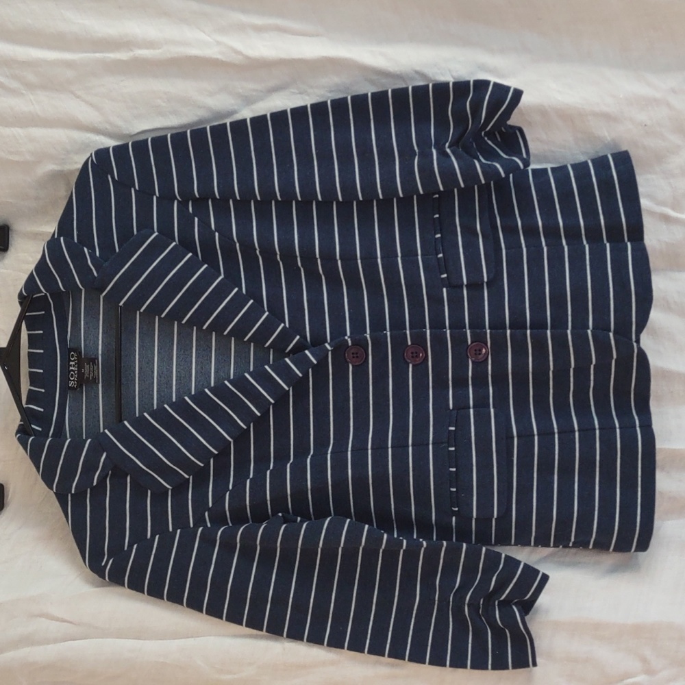 Soho Apparel Navy Cotton Blazer